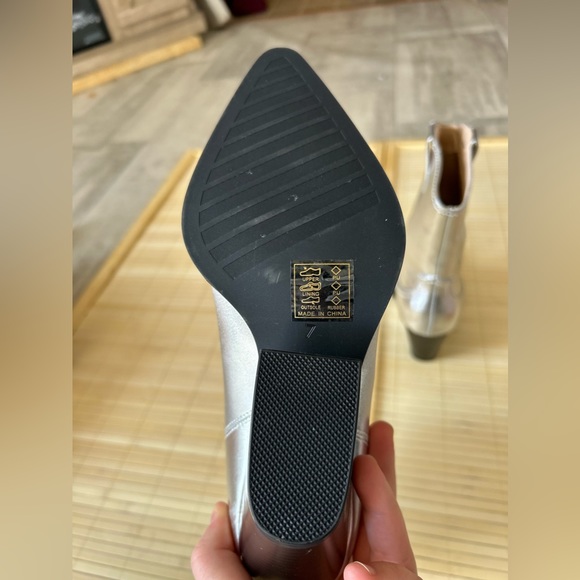 LOIRIT Women's Cowgirl Boots Silver Mid Calf Chunky Heel - Picture 6 of 9